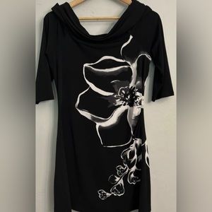 WHBM Off Shoulder Black Floral Dress